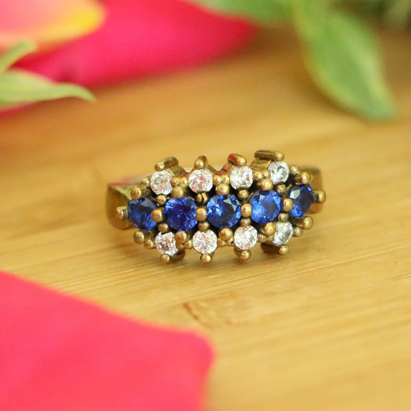 Turkish style Jewelry - Sterling Silver Blue Sapphire Stones & Topaz S 7.5